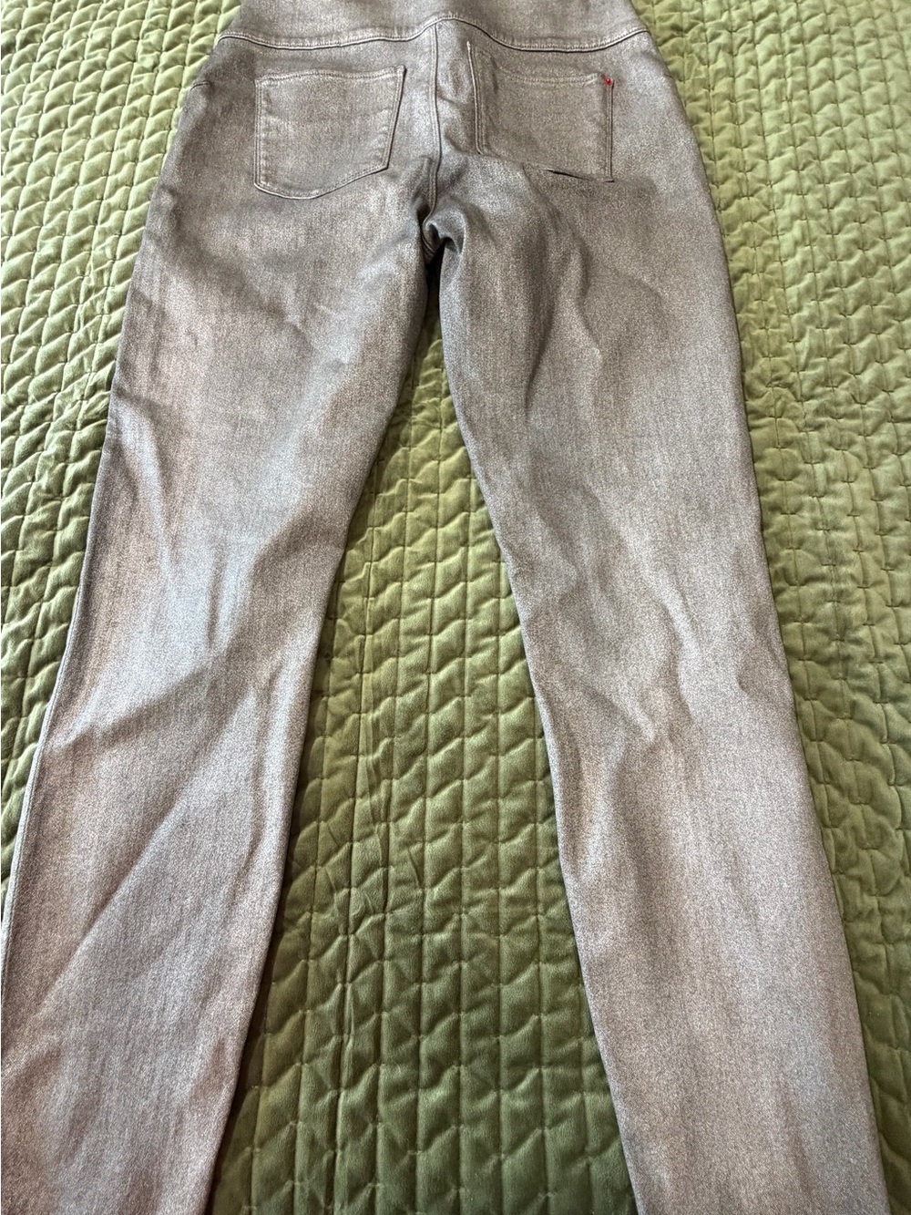 SPANX pewter shimmer gray pull‎ on jeans size XL - Picture 6 of 13